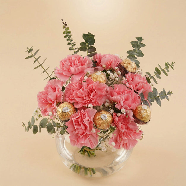 Sweet Emotions Pink Carnations & Chocolates