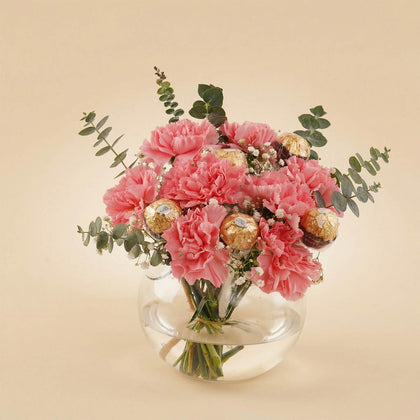 Sweet Emotions Pink Carnations & Chocolates