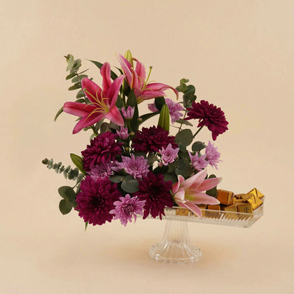 Majestic Flower & Chocolate Crystal Pedestal Tray
