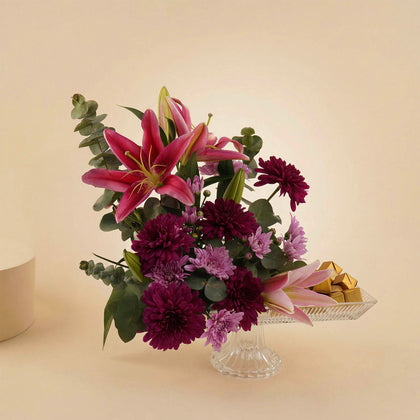 Majestic Flower & Chocolate Crystal Pedestal Tray