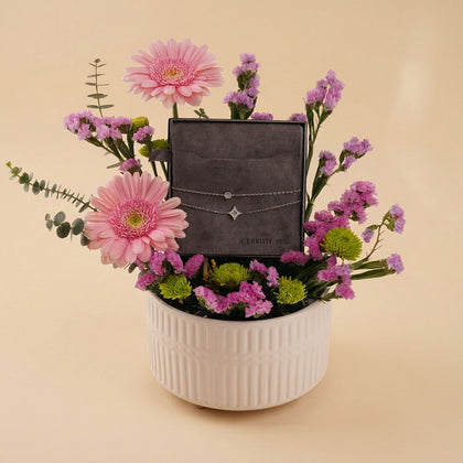 Cerruti Tessa Silver Bracelet for Women & Gerbera Elegant Vase