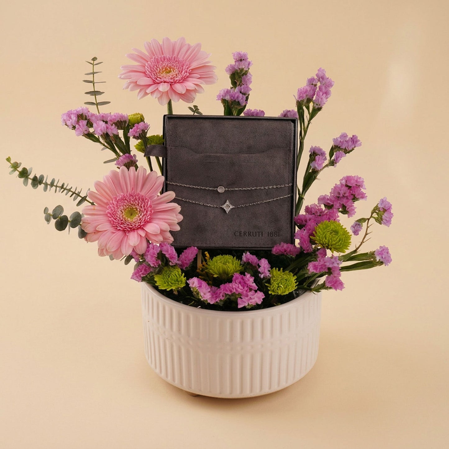 Cerruti Tessa Silver Bracelet for Women & Gerbera Elegant Vase
