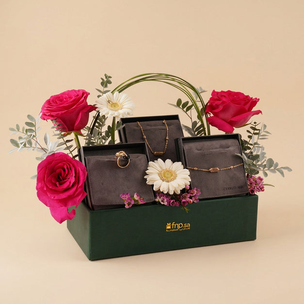 Cerruti Set with Pink Roses n Gerbera Box