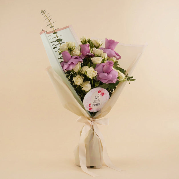 Purple Roses and Baby Roses Bouquet for Mom