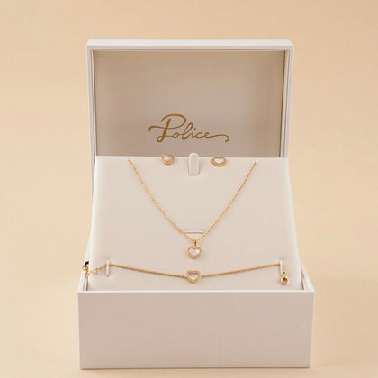 Police Pearl Heart Jewelry Set