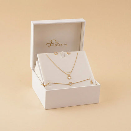 Police Pearl Heart Jewelry Set
