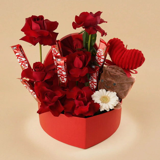 Heart Box of Red Roses n KitKat