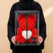 Artificial Rose Teddy Bear with White Heart