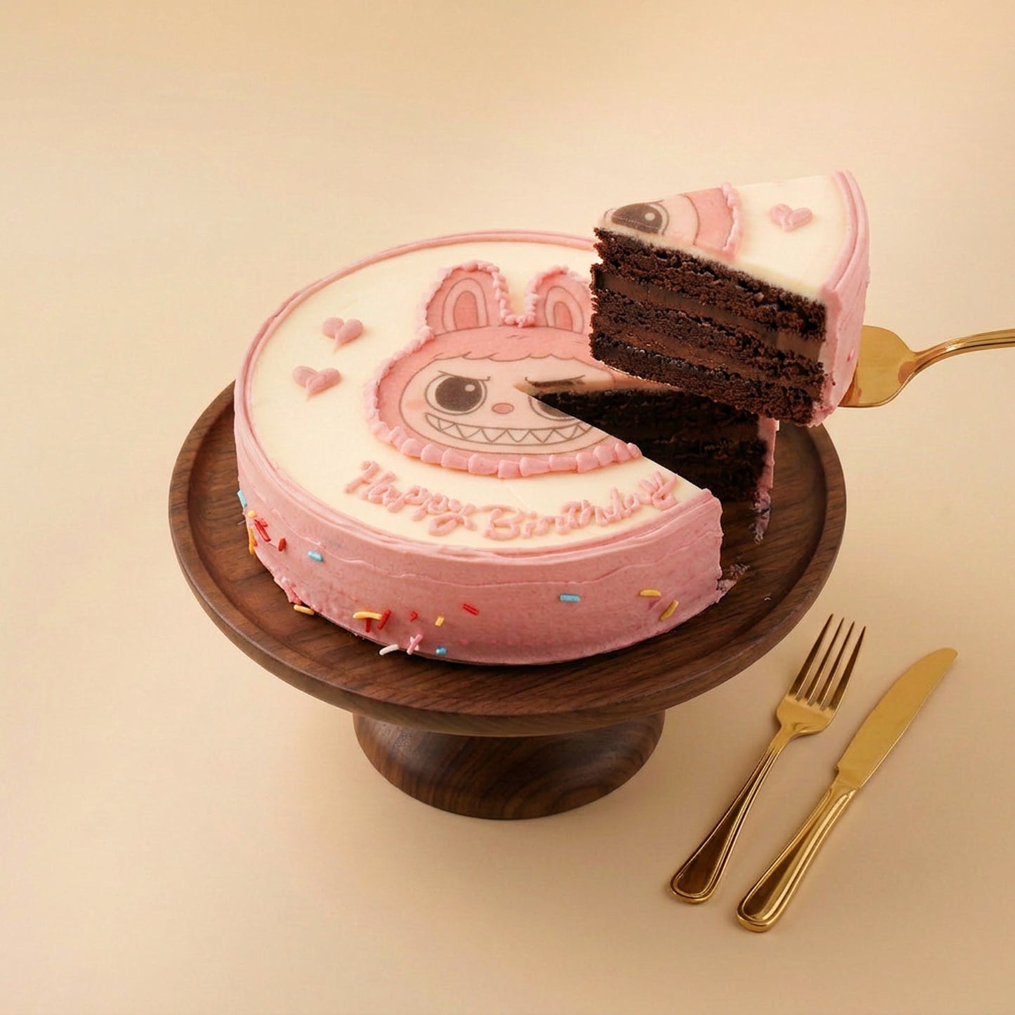 Pink Sweet Labubu Birthday Cake
