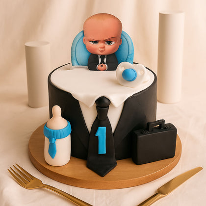 First Birthday Baby Boss Designed Cake