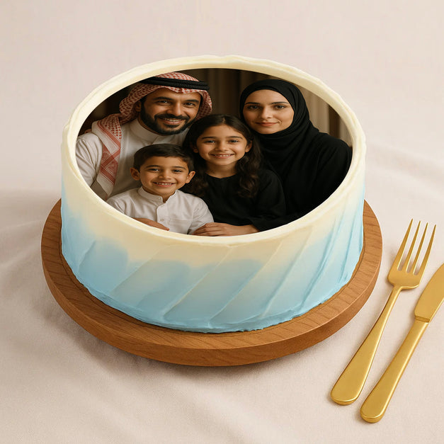 Family Time Photo Chocolate Cake 