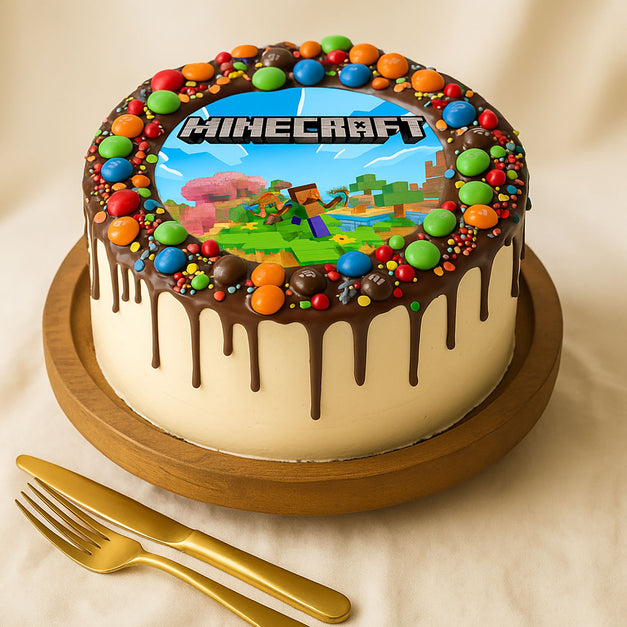 Minecraft Chocolate Dripped Kids Cake