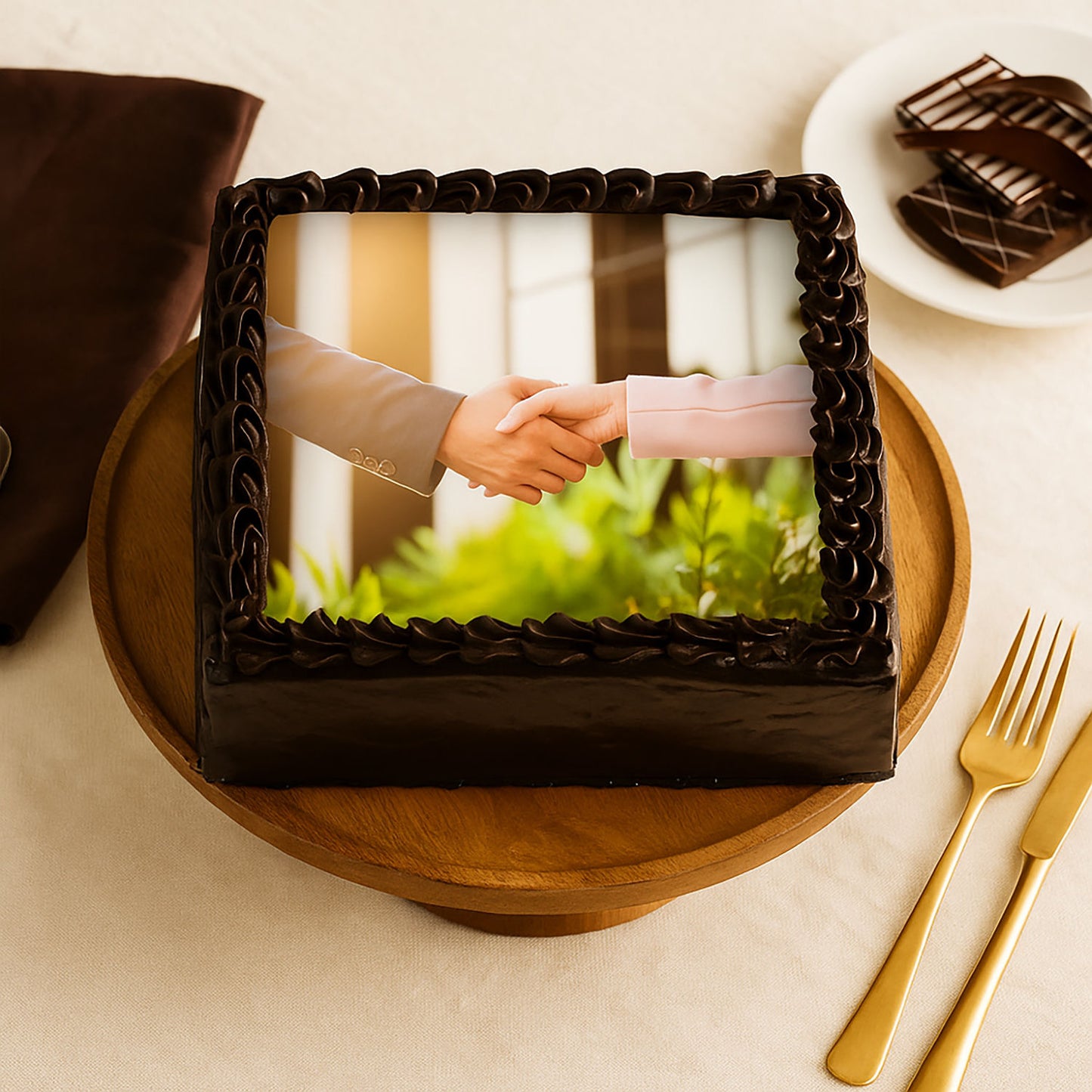 Company Logo Square Cake 