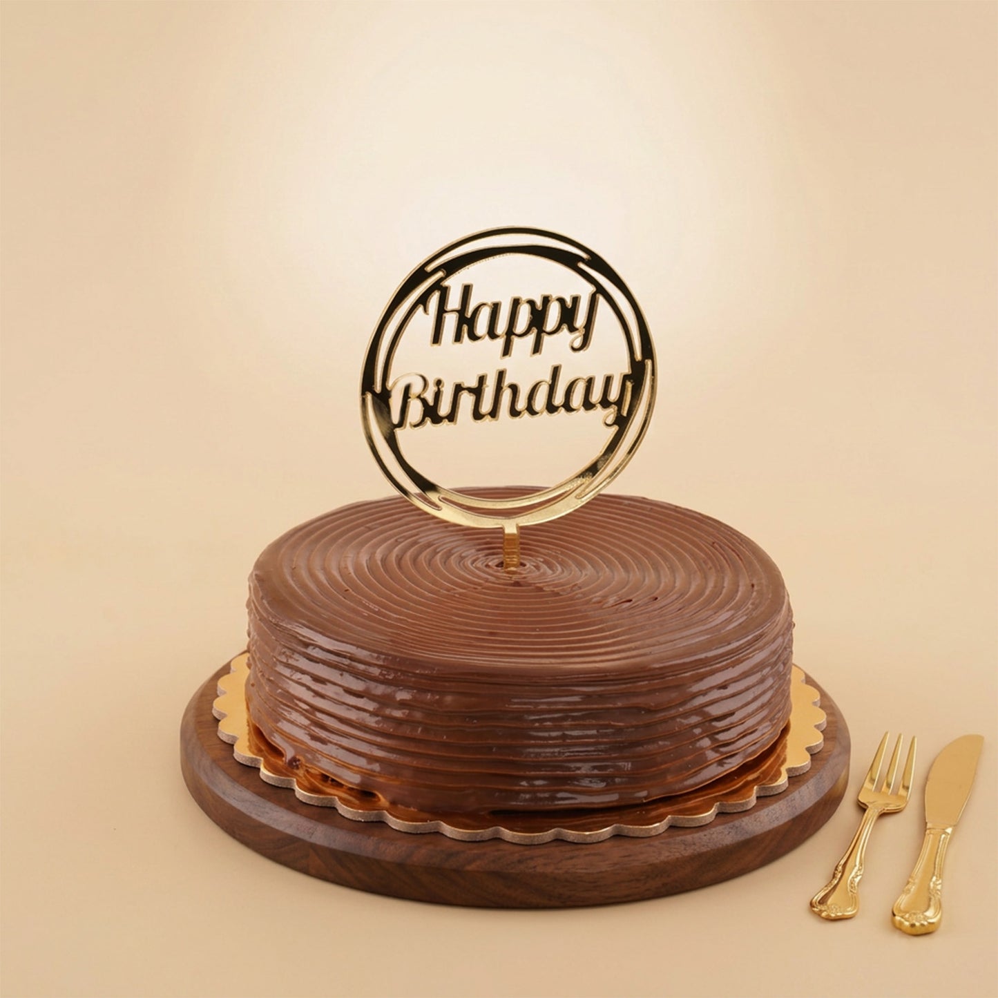 Golden Wishes Birthday Cake