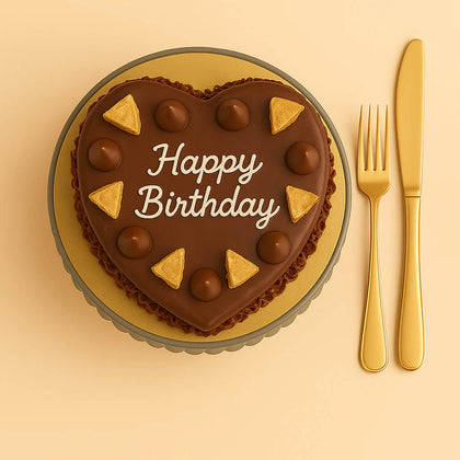 Heart-shaped Birthday Chocolate Cake