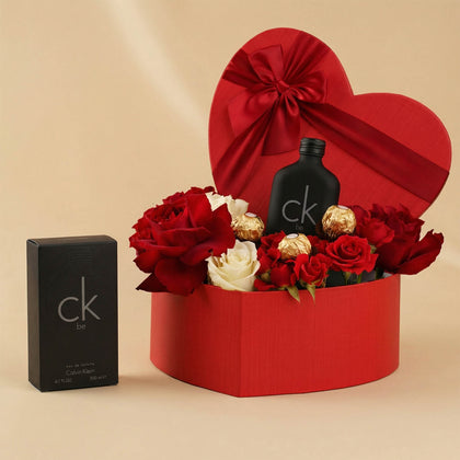 CK BE Perfume with Red Heart Flower Box
