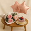Blueberry Cheesecake with Rose n Balloons Combo 