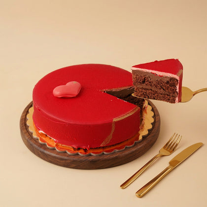 Love Surprise | Red Roses, Cake & Heart Balloons