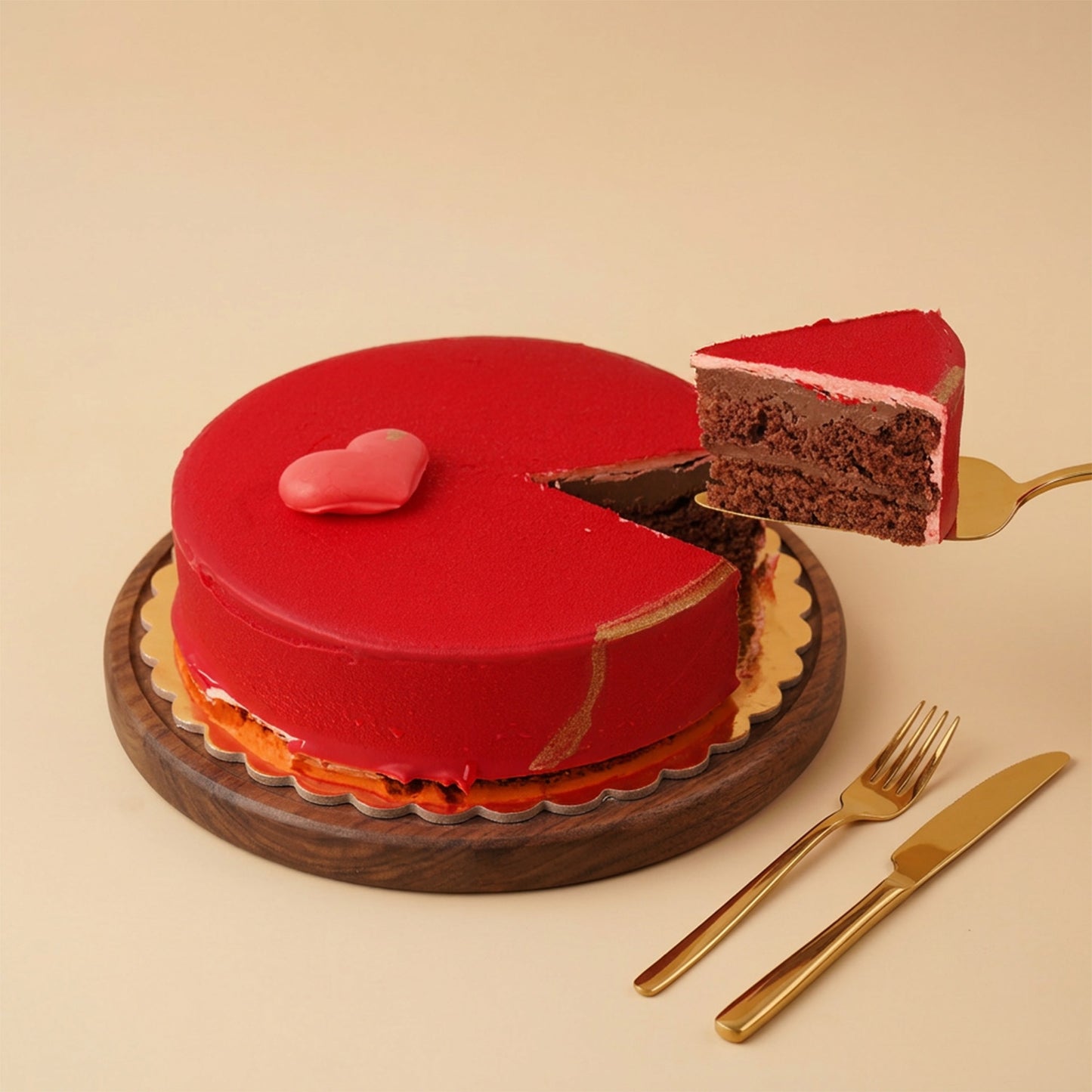 Love Surprise | Red Roses, Cake & Heart Balloons
