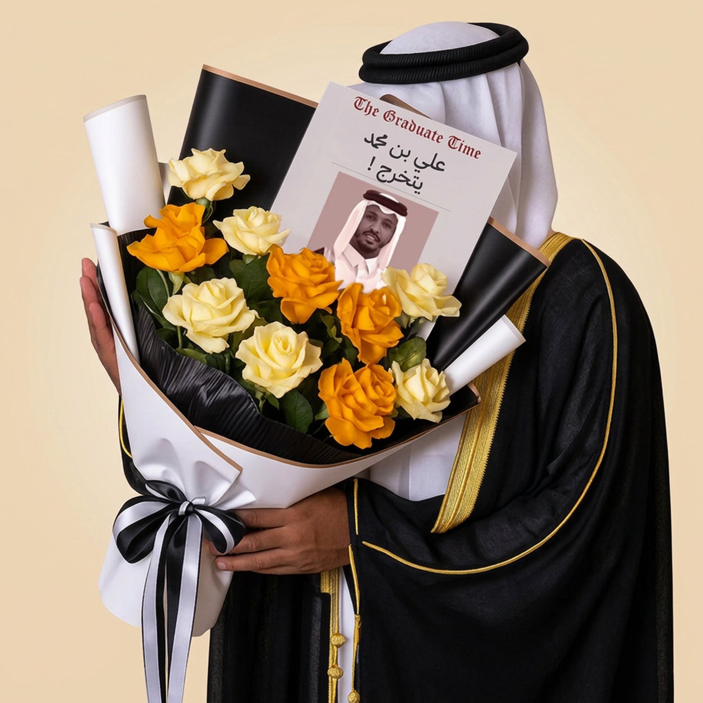  Men's Graduation Bouquet n Personalized Congrats Print