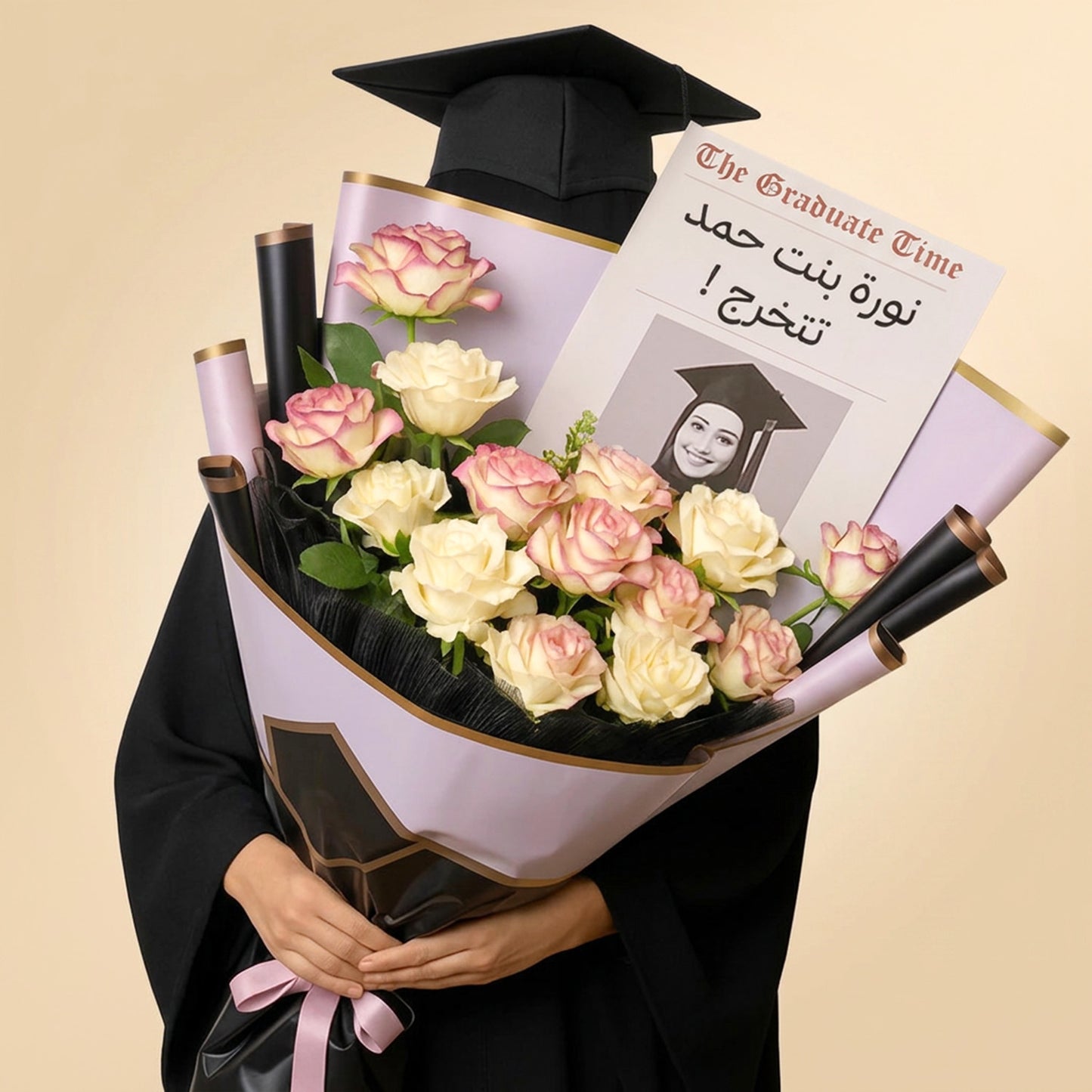  Ladies' Graduation Bouquet n Personalized Congrats Print
