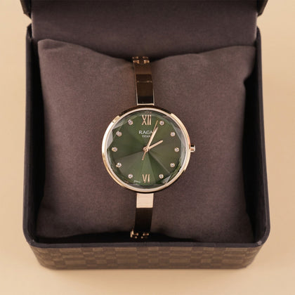 Titan Raga Showstopper Green Dial Gold Metal Strap Watch for Women