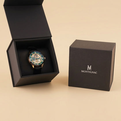 Montignac Elegant Black Mesh Bracelet Watch For Him