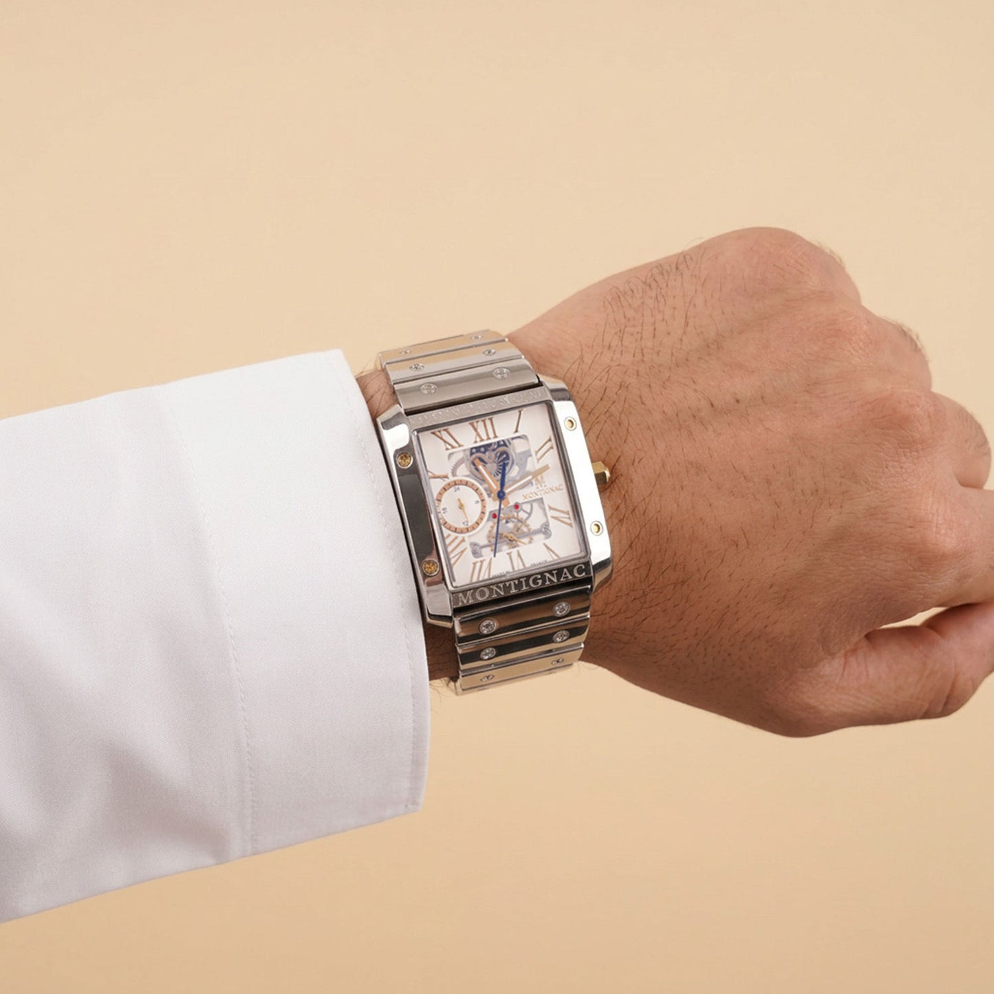 Montignac Elegant Black Mesh Bracelet Watch For Him