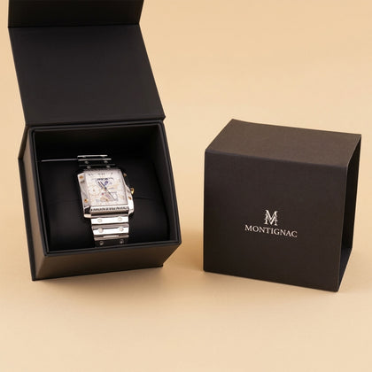 Montignac Elegant Black Mesh Bracelet Watch For Him