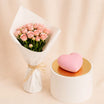 Pink Spray Roses Bouqet and Heart Shape Chocolate Cake 500 gm