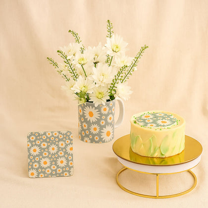 White Chrysanthemum Floral Mug