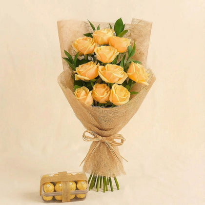 Nice Peach Roses Flower Bouquet