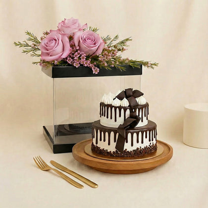 Ultimate Chocolate Cascade Cake With Roses