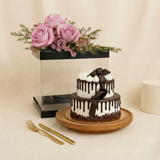 Ultimate Chocolate Cascade Cake With Roses