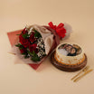 Photo Cake n Red Roses Flower Bouquet