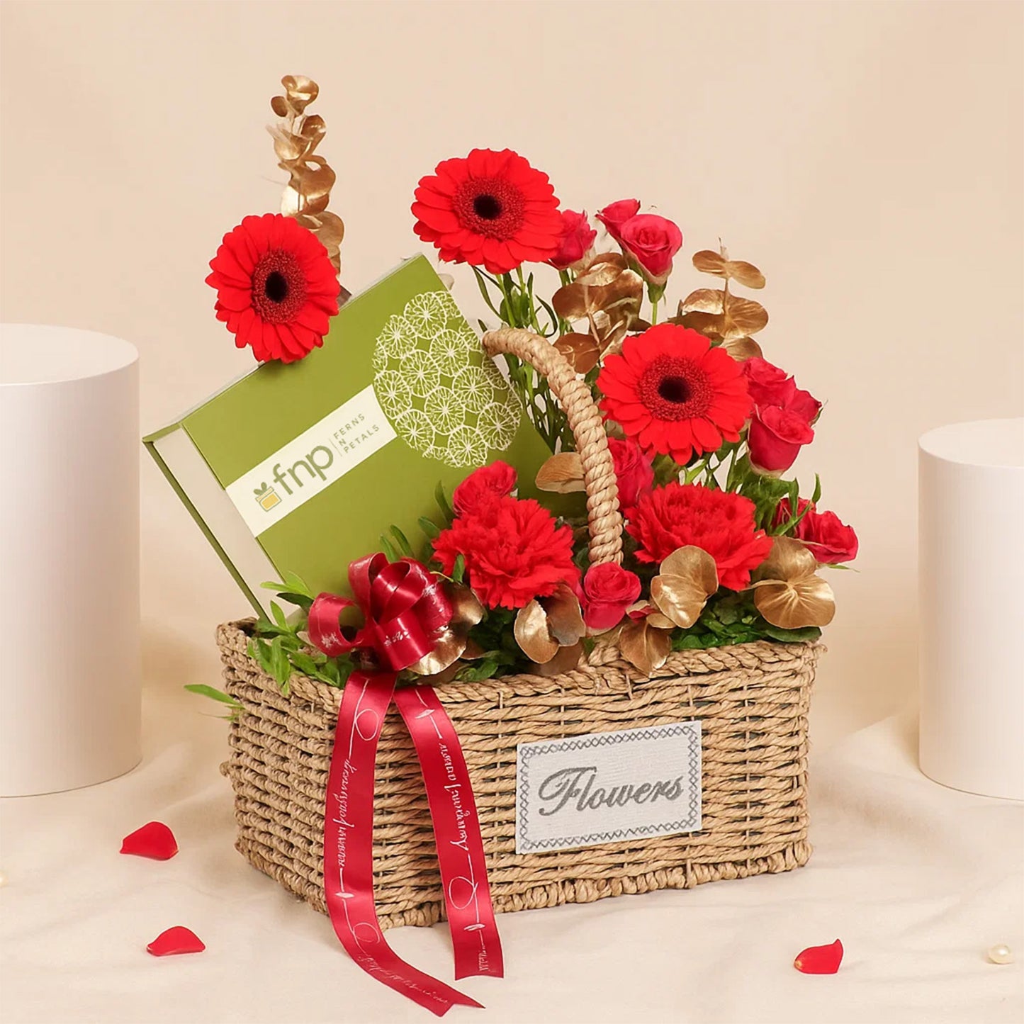 Love Basket | Red Gerbera n Roses With Chocolates