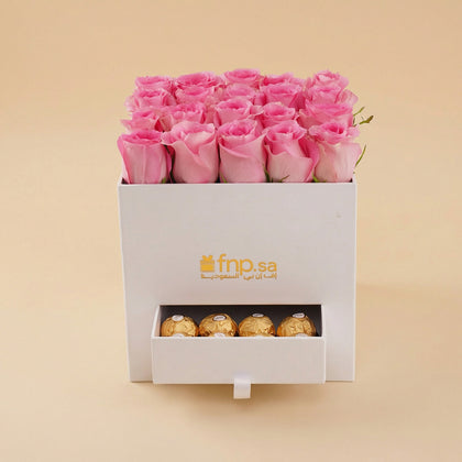 Pink Roses Box n Ferrero Rocher Drawer