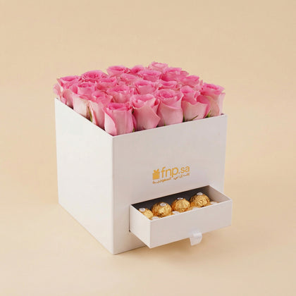Pink Roses Box n Ferrero Rocher Drawer