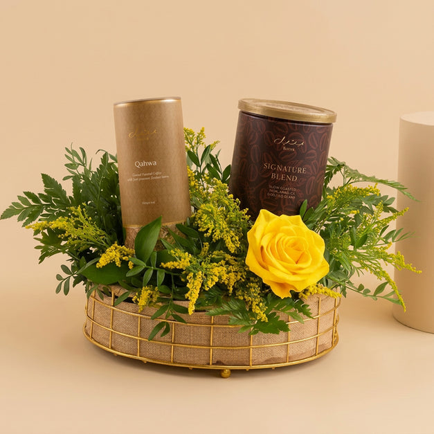 Bateel Espresso & Coffee Hamper With Flowers