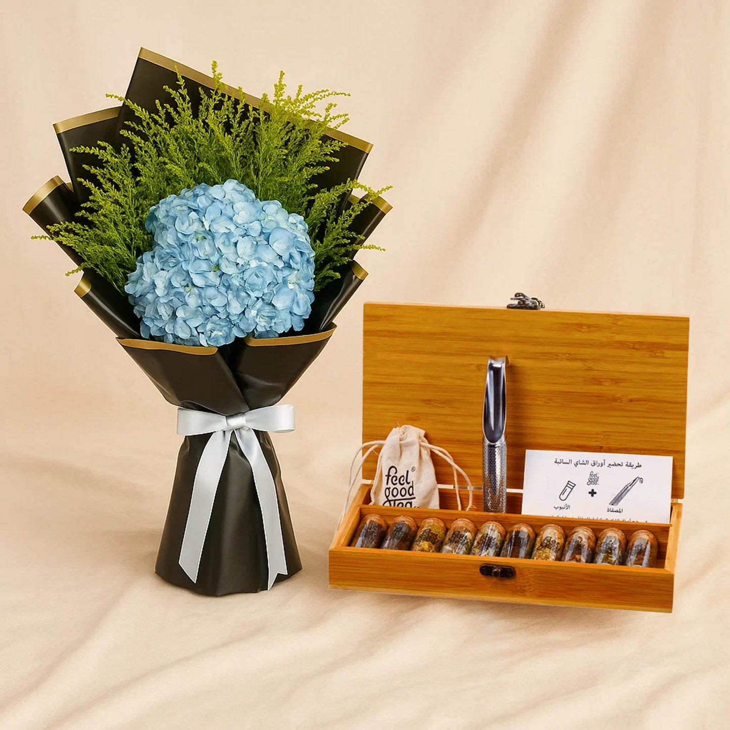 Blue Hydrangea n Feel Good Tea Combo