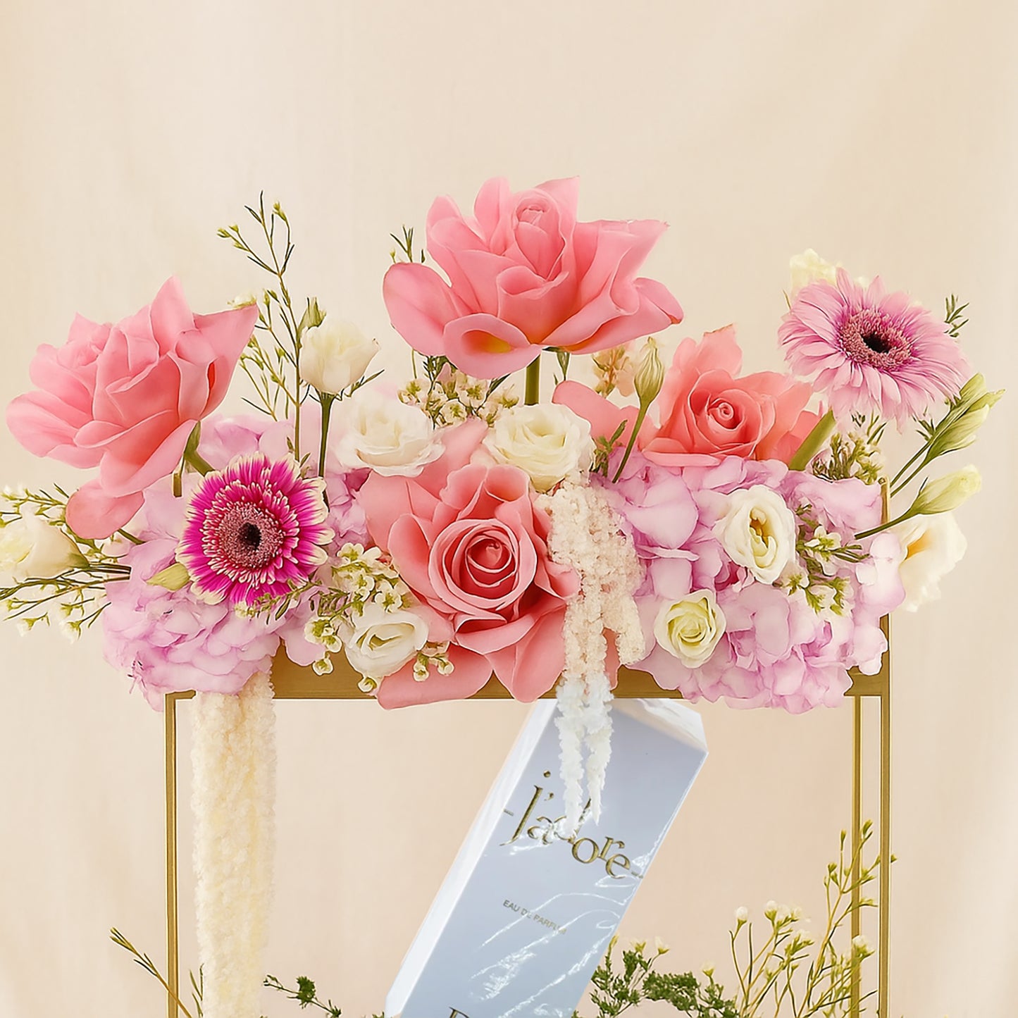 Jadore Dior Perfume For Her With Floral Stand n Chocolates
