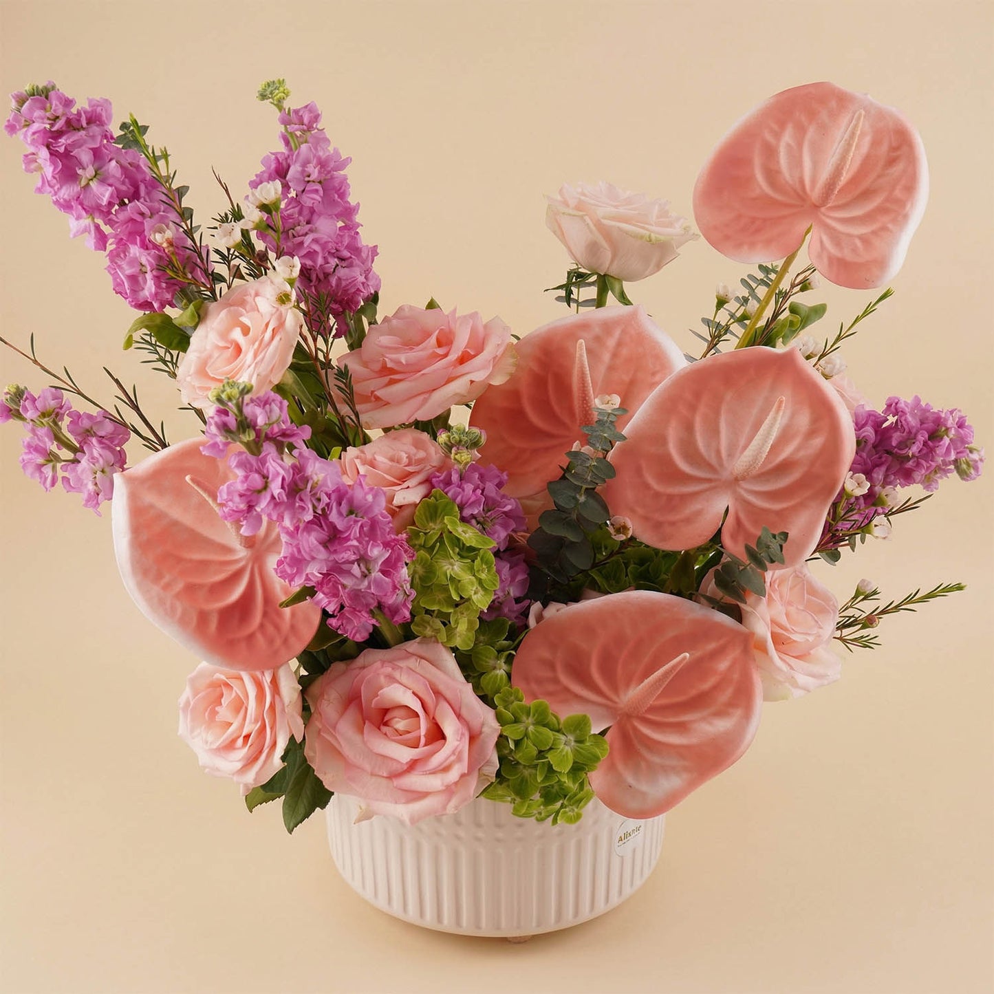 Anthurium & Rose Symphony Flower Vase