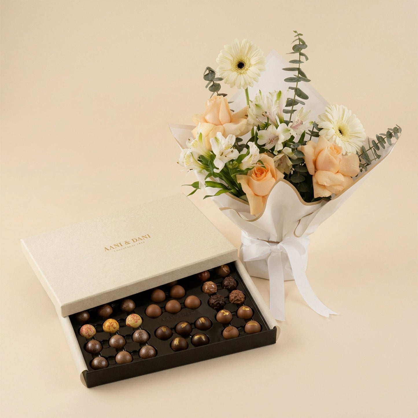AANI & DANI Chocolates with Rose & Gerbera Bouquet