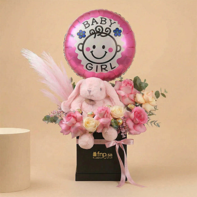 Baby Girl Bloom Gift Box & Balloon