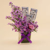 Purple Elegance Vase with Stylish Cash Arrangement