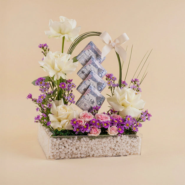 Flowers and Money Arrangement SAR2000