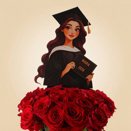 Graduation Celebration Roses Balloon & Bostani Chocolate