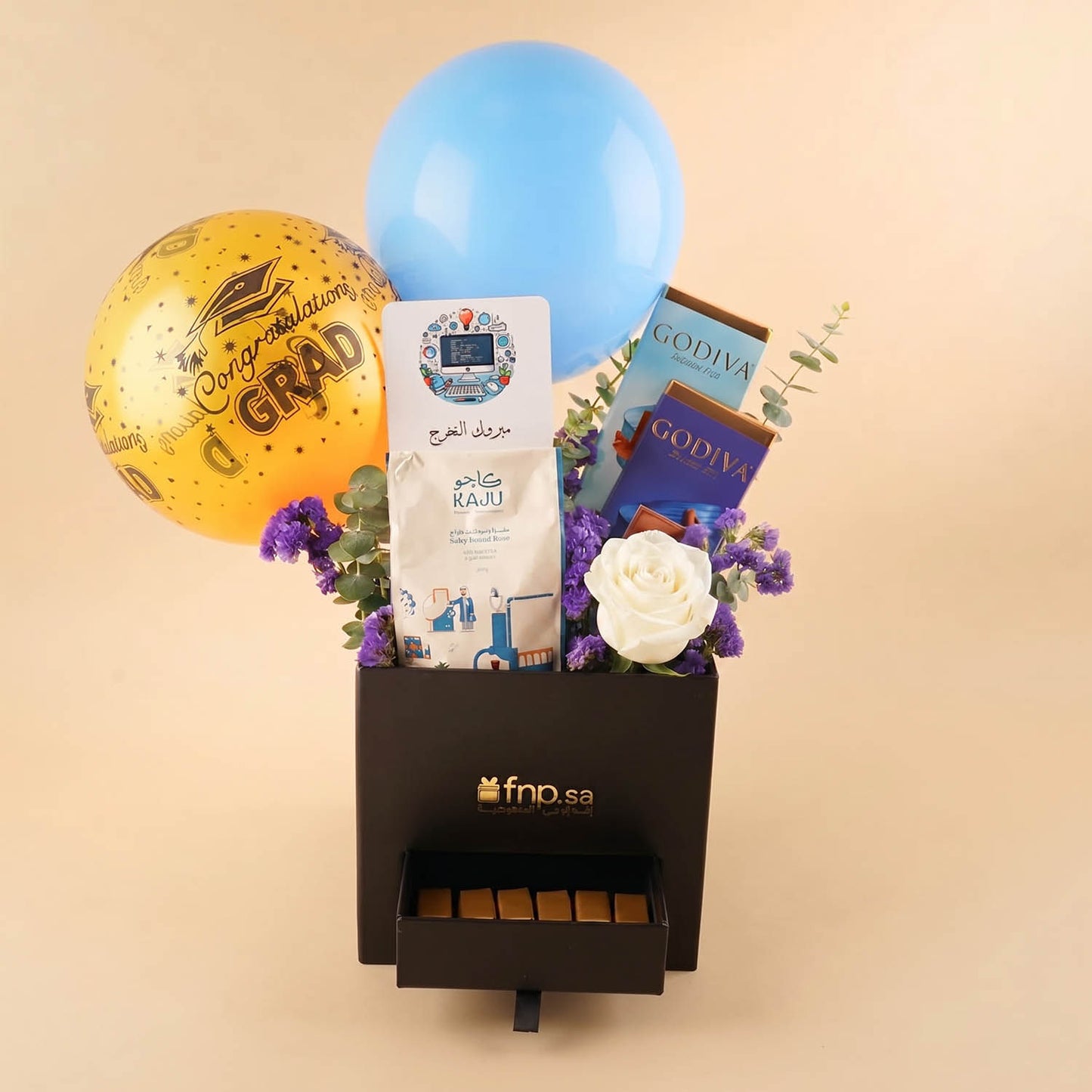 Chocolates Balloons and Nuts Graduation Hamper