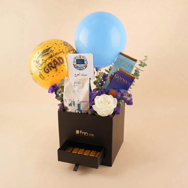 Chocolates Balloons and Nuts Graduation Hamper