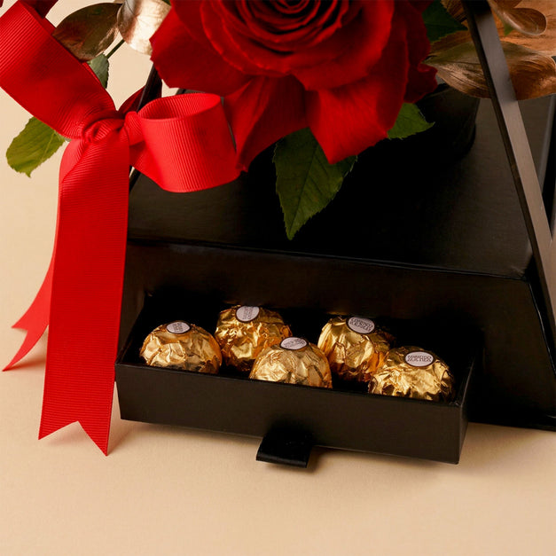 Red Roses Rochers and SAR500 Money Arrangement